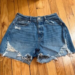 American Eagle Outfitters Blue Distressed Jean Shorts